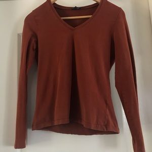 Burnt Orange V Neck Long Sleeve